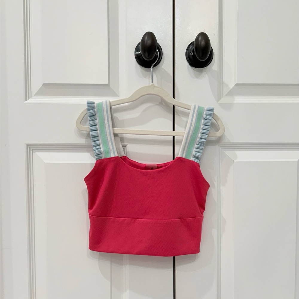 Stylish Pink Tank Top with Striped Straps
